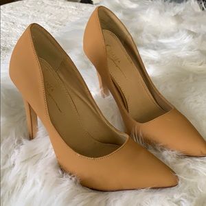 Camel pointy toed pumps
